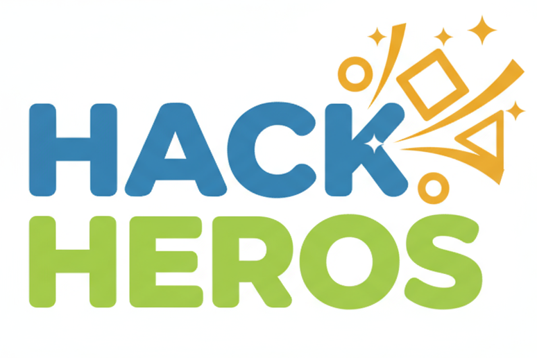 Create a logo with text "HACK HEROS" stacked on top of each other for realtively low value household cleaning products and gadgets to make your house cleaner and easier.